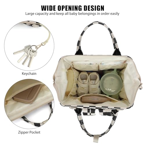 Dezcrab Baby Diaper Bag Backpack for Mom, Large Capacity Travel Nappy Bag for Boys & Girls with Stroller Straps (Corduroy Checkered Black) - Image 5