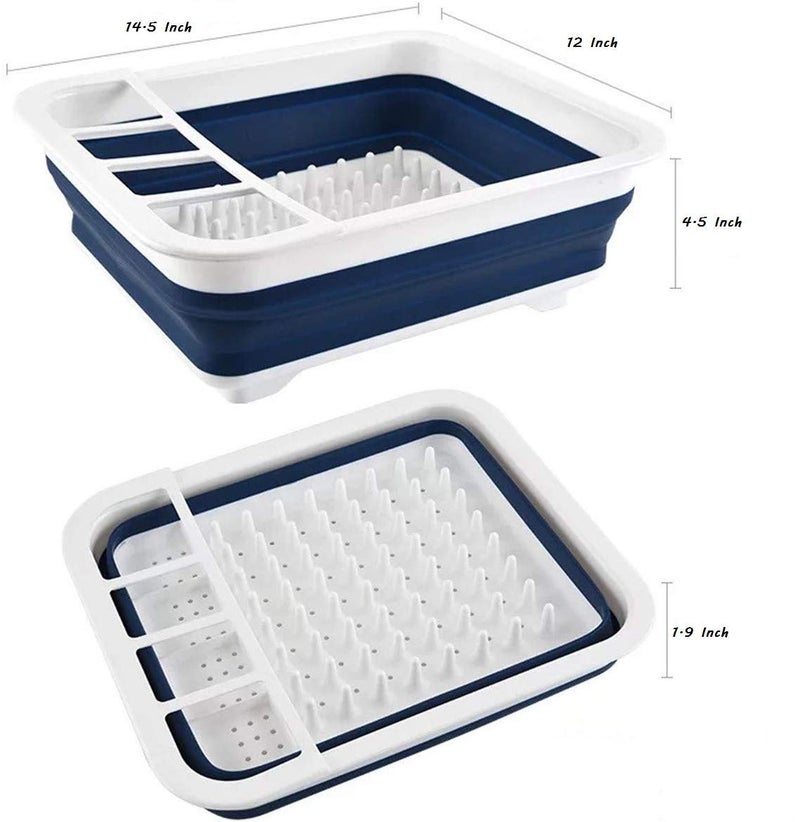 EASY SHOPE Silicone Collapsible Foldable Dish Drying Drainer Storage Kitchen Rack for Portable Travel Dinnerware Organizer ABS Plastic SiliconePPTPE Dishwasher Safe - Image 2