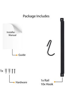 SYOSI Wall Mounted Pot Rack with 10 Hooks, 17 Inch Black Kitchen Rail Utensil Rack, Hanging Utensils Holder for Pots and Pans, Kitchen Utensils Hanger  - Image 5