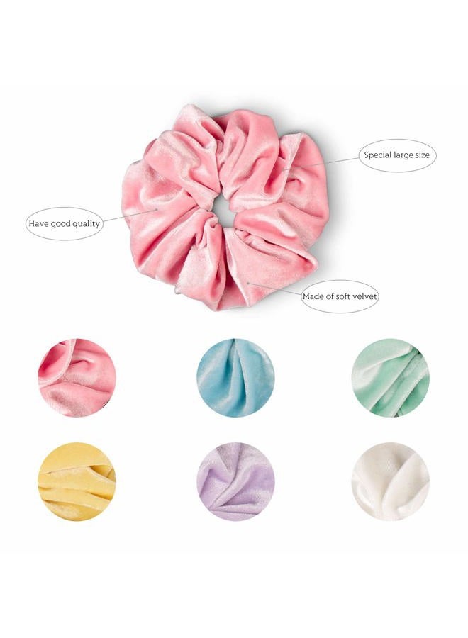Whaline Macaron Theme Hair Scrunchies Large Velvet Elastic Scrunchy Bobbles Ice Cream Color Hair Bands Soft Hair Ties Hair Accessories for Girls Women, 6 Colors - Image 3