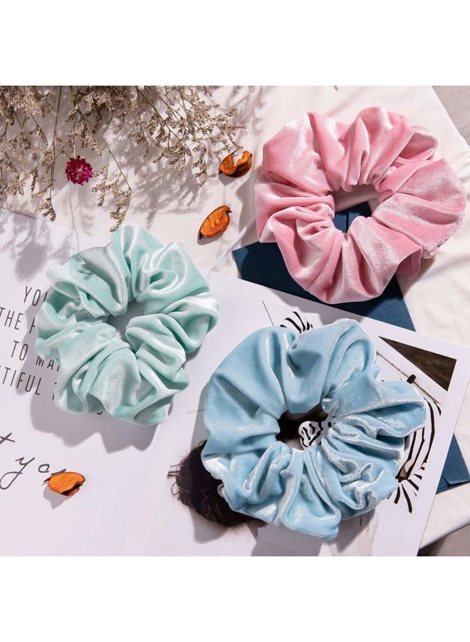 Whaline Macaron Theme Hair Scrunchies Large Velvet Elastic Scrunchy Bobbles Ice Cream Color Hair Bands Soft Hair Ties Hair Accessories for Girls Women, 6 Colors - Image 4