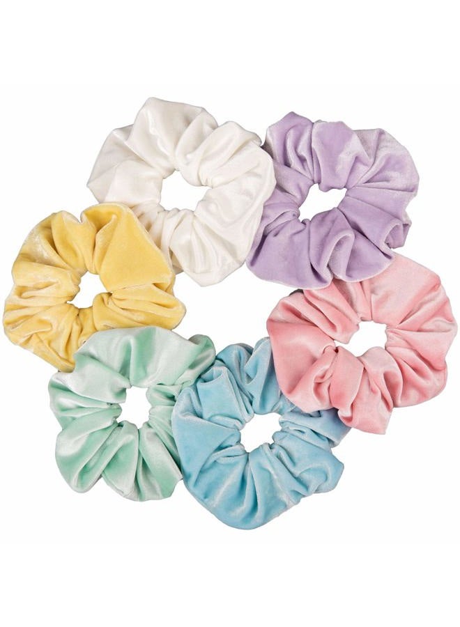 Whaline Macaron Theme Hair Scrunchies Large Velvet Elastic Scrunchy Bobbles Ice Cream Color Hair Bands Soft Hair Ties Hair Accessories for Girls Women, 6 Colors - Image 1