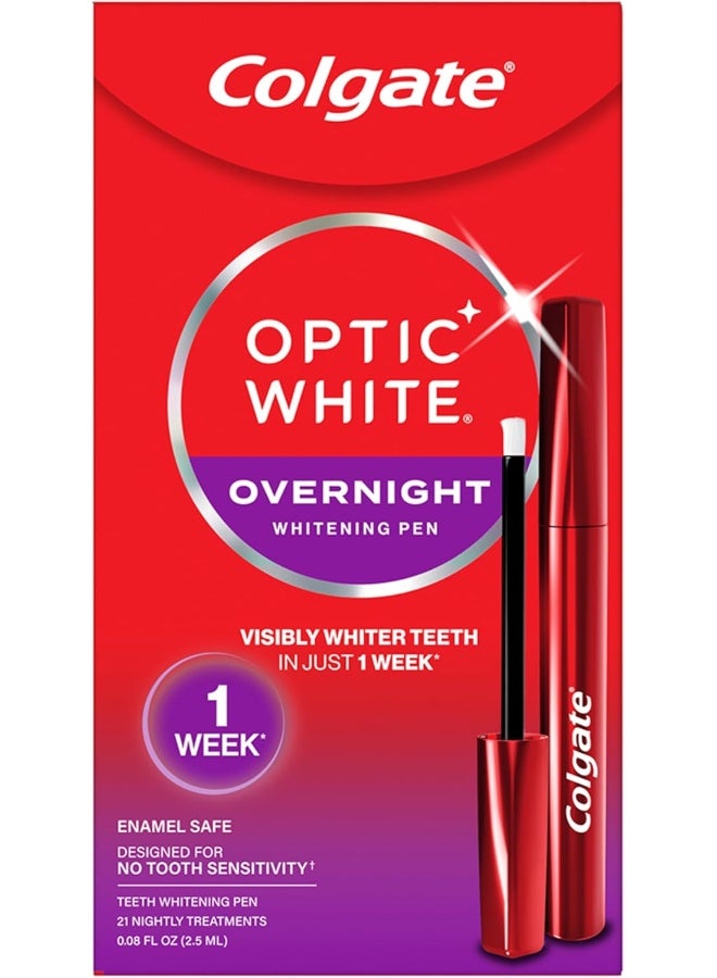 Colgate Optic White Overnight Teeth Whitening Pen, Teeth Stain Remover to Whiten Teeth, 35 Nightly Treatments - Image 1