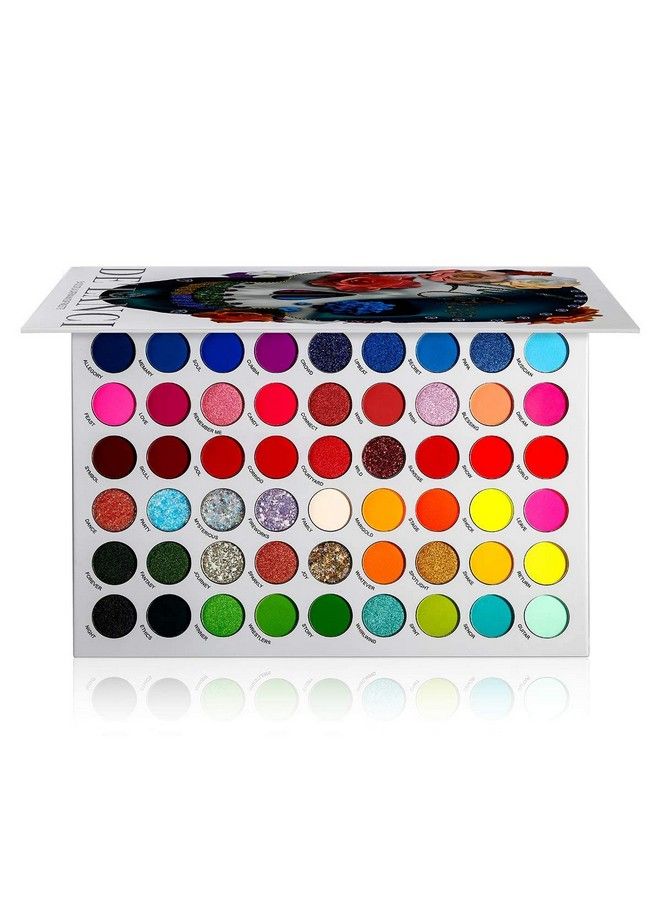 DE'LANCI Delanci La Catrina Colorful Eyeshadow Palette Professional 54 Color Board Eye Shadow Bright Neon Glitter Makeup Pallet Highly Pigmented Powder Eye Shadow Multicolor Semimatte Finish - Image 2