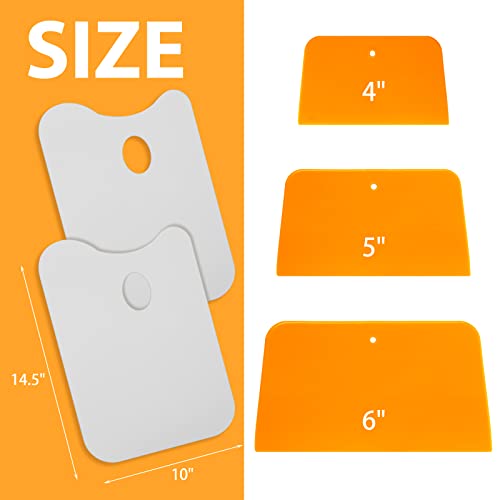 Minatee 2 Pcs 14.5 x 10 Inch Plastic Body Filler Mixing Board with 3 Pcs Reusable Body Filler Spreaders 4, 5, 6 Inch Plastic Spreaders, Auto Body Tools for Applying Automotive Fillers Putties Glazes - Image 2