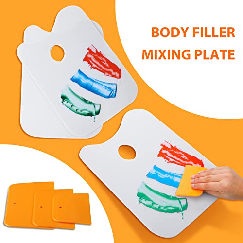 Minatee 2 Pcs 14.5 x 10 Inch Plastic Body Filler Mixing Board with 3 Pcs Reusable Body Filler Spreaders 4, 5, 6 Inch Plastic Spreaders, Auto Body Tools for Applying Automotive Fillers Putties Glazes - Image 3