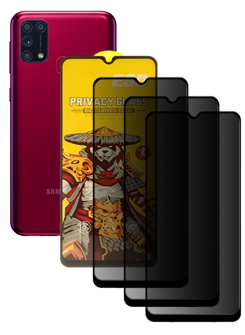 ESD 3 Pieces Tempered Dustproof Privacy Glass Screen Protector Compatible For Samsung Galaxy M31 Prime - Image 1