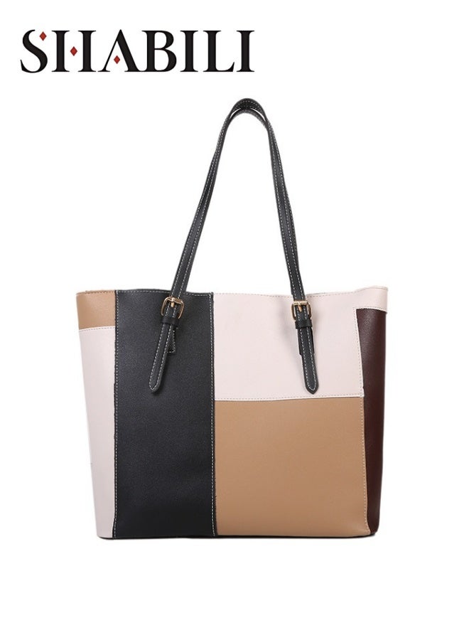 شبيلي حقيبة تسوق نسائية كبيرة السعة، حقيبة يد نسائية بسحاب للإغلاق، حقيبة كتف للتنقل اليومي، حقيبة جانبية، حقيبة حمل، حقيبة كتف، حقيبة جامعية للفتيات وطلاب الجامعات - Image 1