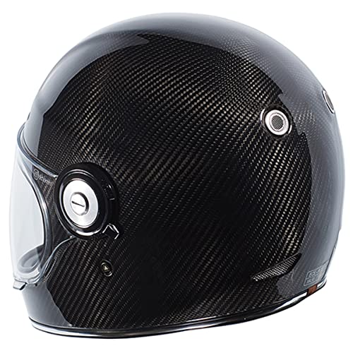 Torc خوذة دراجة نارية كاملة الوجه للبالغين من TORC T1 - تصميم رجعي (ألياف الكربون اللامعة السوداء، مقاس متوسط) - Image 2