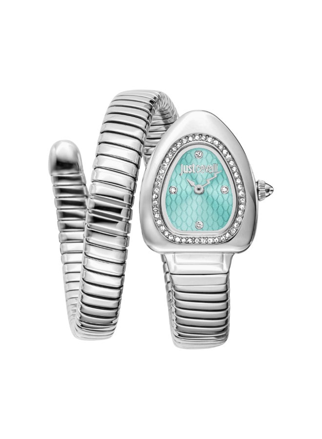 Just Cavalli Women's Signature Silver Tone Triffany Dial Snake Quartz Watch - JC1L249M0015 - Image 1