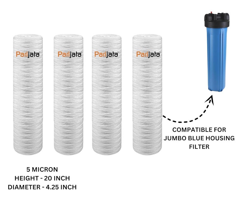 PARIJATA 1100gm Jumbo Wound Filter Thread Filter 20 inch x 45 inch Dia for Commercial RO Plants Pack of 4 cartridges Jumbo Wound 4pc - Image 2