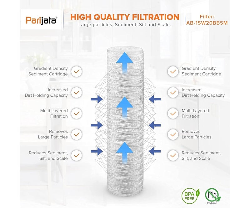 PARIJATA 1100gm Jumbo Wound Filter Thread Filter 20 inch x 45 inch Dia for Commercial RO Plants Pack of 4 cartridges Jumbo Wound 4pc - Image 5