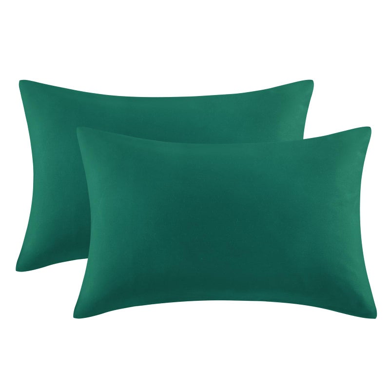 Aisbo Pillow Cases 2 Pack  Green Standard 50x75 cm Pillowcases Set of 2 Soft Pair of Microfiber Plain House wife Pillow Cover with Envelope Closure