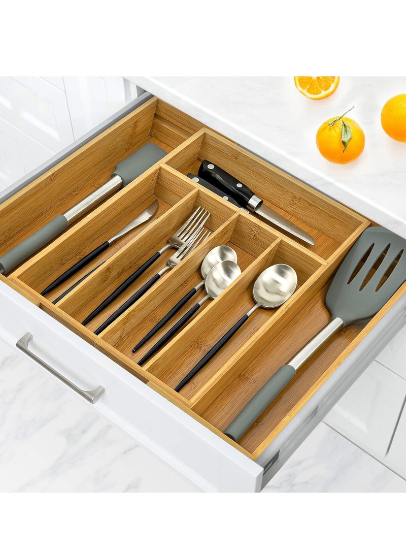 Arabest Bamboo Expandable Utensil Drawer Organizer, Silverware Cutlery Organizer, Wood Dividers Storage Drawer for Silverware, Flatware, Knives In Kitchen, Bedroom, Living Room - Image 2