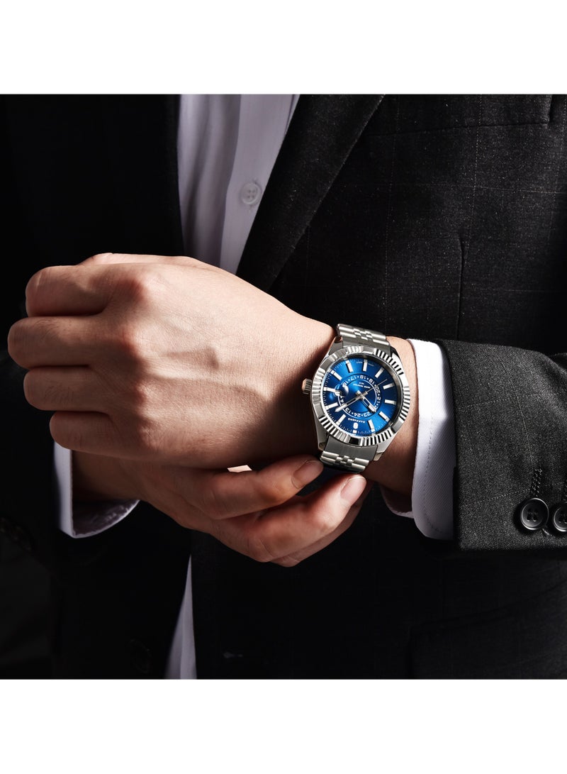 Sapphero Mens Watches 10ATM Waterproof Watch for Men Japanese Quartz Stainless Steel/Silicone Band Strap Blue/Green Date Casual Business Wristwatch Gift for Men - Image 3