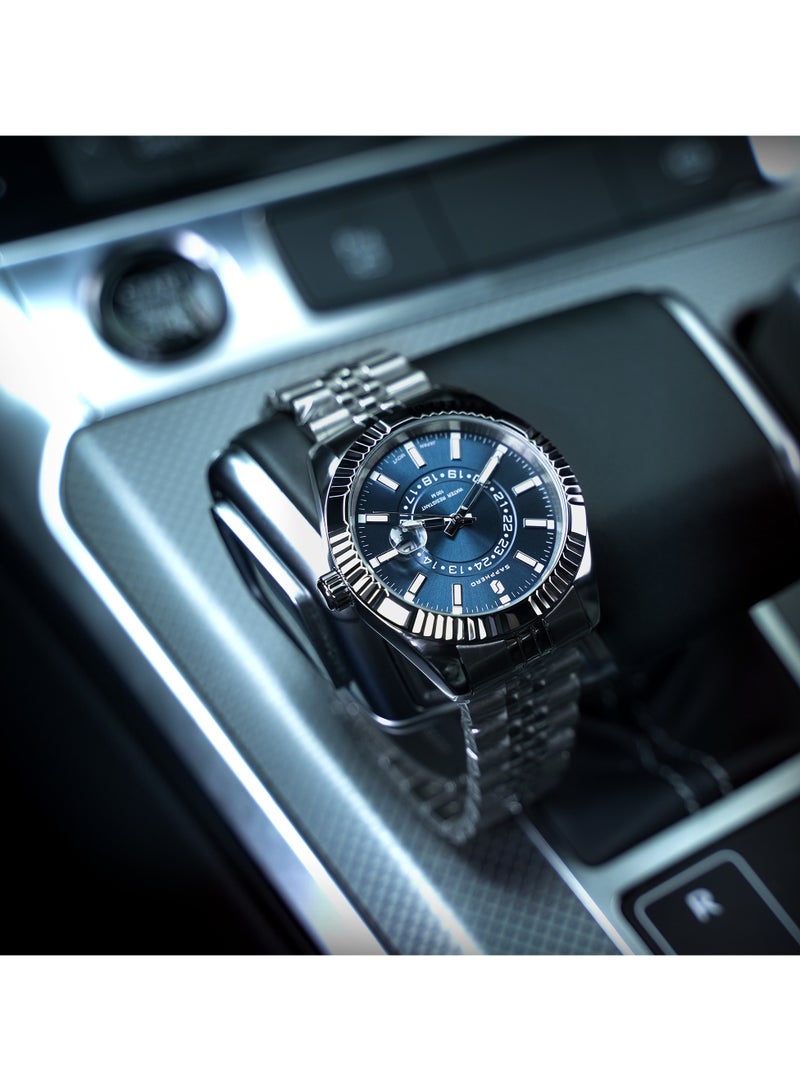 Sapphero Mens Watches 10ATM Waterproof Watch for Men Japanese Quartz Stainless Steel/Silicone Band Strap Blue/Green Date Casual Business Wristwatch Gift for Men - Image 4