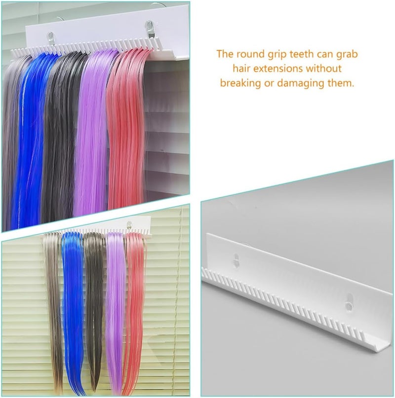 OSALADI Portable Braiding Hair Extension Holder with Suction Cup Wall Mount Anti-Knot Hair Extensions Rack for Salon Styling Blow Drying Coloring and Display White U-shaped Wig Stand - Image 2