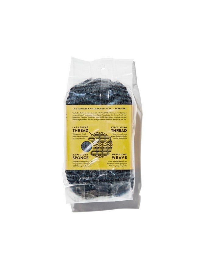 GOSHI Exfoliating Shower Sponge - Rip-Resistant, Rapid-Drying Exfoliating Bath Sponge for All Skin Types - Grey - Made in Japan - Image 2