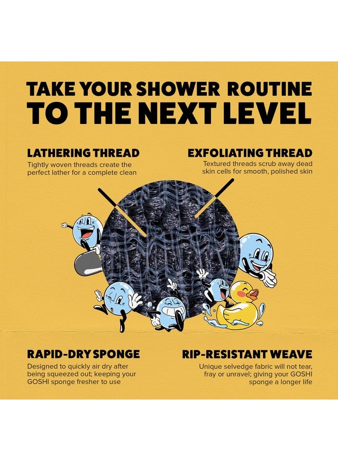 GOSHI Exfoliating Shower Sponge - Rip-Resistant, Rapid-Drying Exfoliating Bath Sponge for All Skin Types - Grey - Made in Japan - Image 5