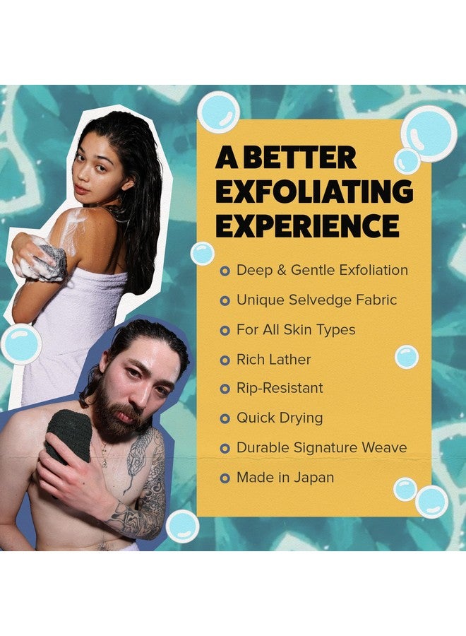 GOSHI Exfoliating Shower Sponge - Rip-Resistant, Rapid-Drying Exfoliating Bath Sponge for All Skin Types - Grey - Made in Japan - Image 3