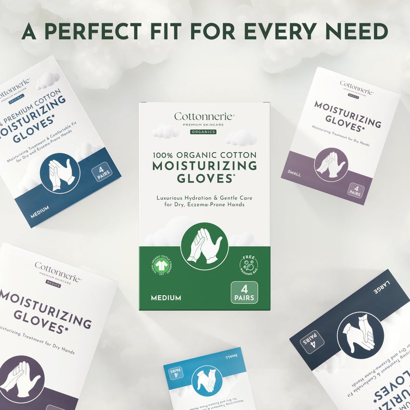 COTTONNERIE 4 Pairs Cottonnerie Organic Cotton Gloves for Dry Hands Sleeping, Moisturizing Gloves Overnight, Hand Moisturizer Gloves, Moisture Gloves for Dry Hands Overnight, Sleeping Gloves, Medium - Image 5