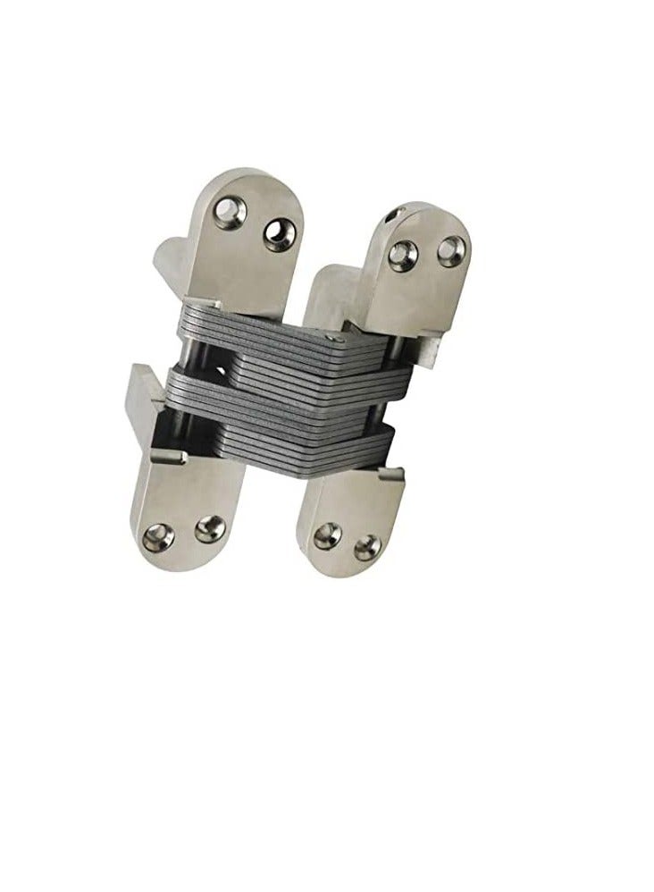 ROBUSTLINE Concealed invisible door hinges (cross hinges) | zinc alloy | Matt silver finish | 94MM - Image 1