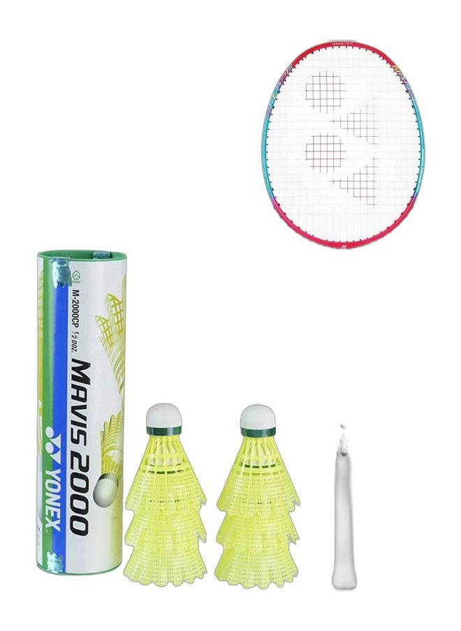 Yonex Nanoflare 002 Feel Magenta -4U5 + Mavis 2000 Green Cap Slow Badminton Shuttlecock 6 Pack, Yellow Pack  - Image 1