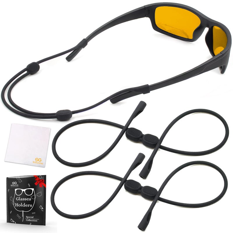 SIGONNA SIGONNA Sunglass Strap Eyeglass Holder - No Tail Glasses Strap Lanyard - Adjustable Eyeglass Strap for Men Women - Silicone Eye Glasses String Strap - 2 Cords  - Image 1