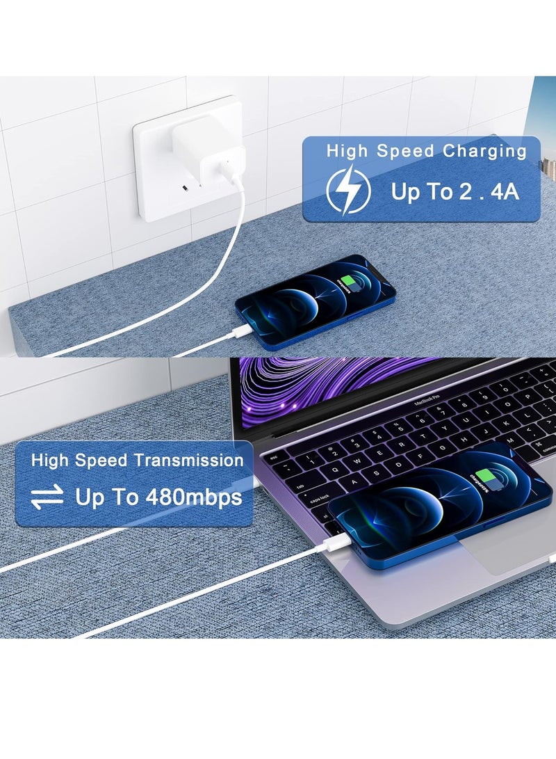 ELTRAZONE Fast Charger iPhone,【Apple MFi Certified】 Type C Wall Charger Block with 2pack [6FT&3FT] Long USB C to Lightning Cable for iPhone 14/13/12/12 Pro Max/11/Xs Max/XR/X,AirPods Pro(White 2pack) - Image 5