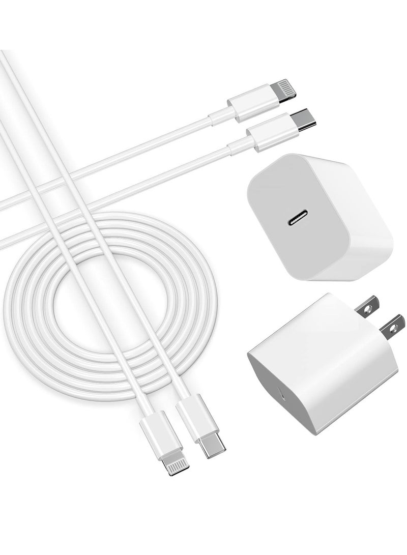 ELTRAZONE Fast Charger iPhone,【Apple MFi Certified】 Type C Wall Charger Block with 2pack [6FT&3FT] Long USB C to Lightning Cable for iPhone 14/13/12/12 Pro Max/11/Xs Max/XR/X,AirPods Pro(White 2pack) - Image 1
