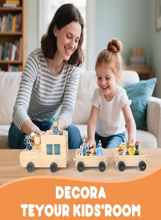 Taladad Storage & Play Car for Toniebox and Tonie Figures Storage Shelf (Wooden Trailer), Magnetic Shelves Compatible with Tonie Box Player Character for Children Room (Natural, Car) - Image 5