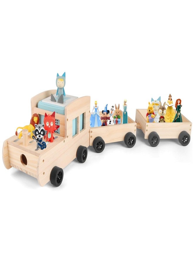 Taladad Storage & Play Car for Toniebox and Tonie Figures Storage Shelf (Wooden Trailer), Magnetic Shelves Compatible with Tonie Box Player Character for Children Room (Natural, Car) - Image 1