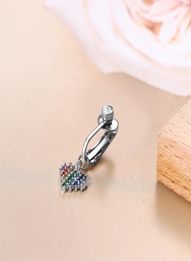 Aroncent Clip On Belly Button Ring: Rainbow Heart Non Piercing Surgical Steel Navel Jewelry for Women - Beach Party Summer - Image 5