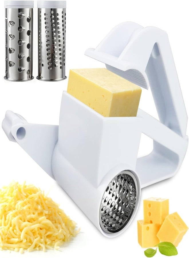 AIDOIT Rotary Cheese Grater, Handheld Cheese Grater with Fine & Coarse Drums for Cheese Nuts Chocolates and More, Stainless Steel & ABS, Dishwasher Safe, Includes Extra Handle - Image 1