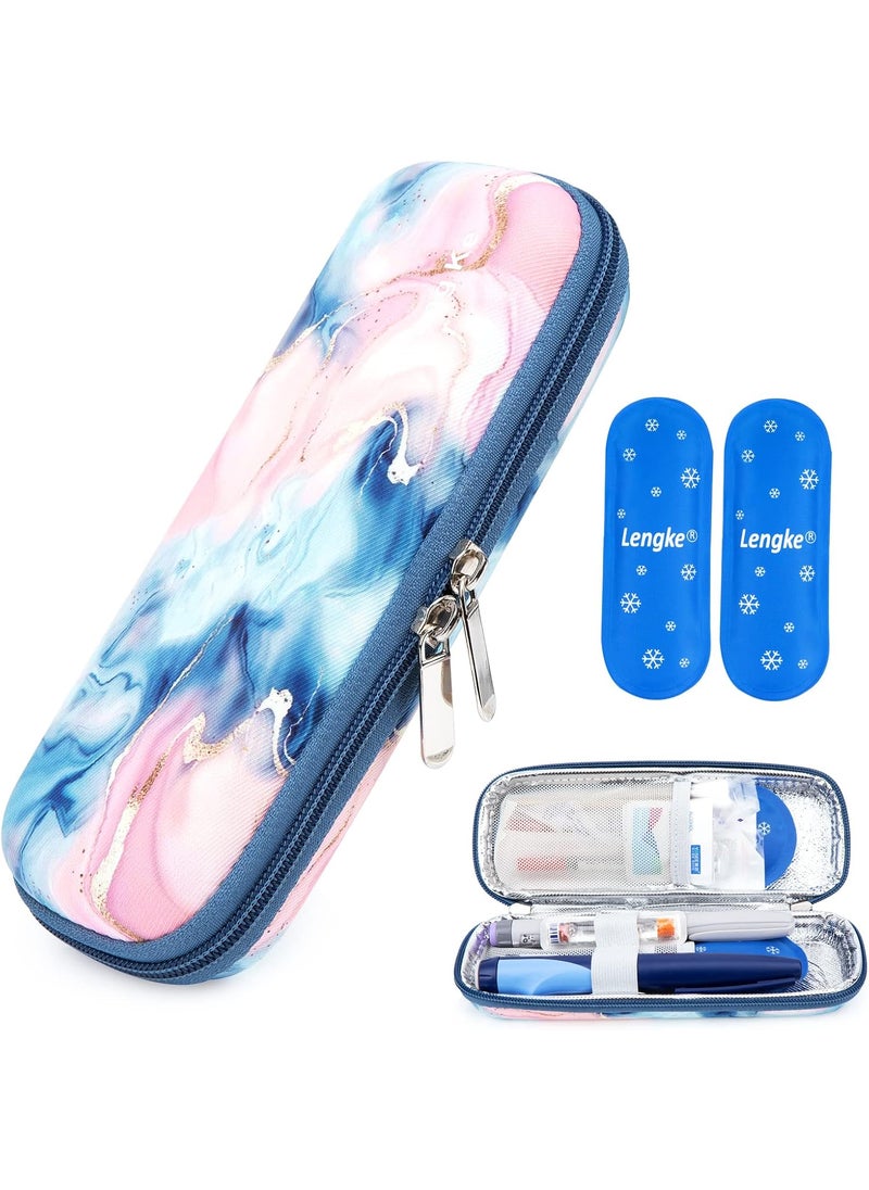 YOUSHARES YOUSHARES Insulin Cooler Travel Case with 2 TSA Approved Ice Pack - Diabetic Carrying Cooling Bag for Insulin Pen and Diabetic Supplies Handy Medication Insulated (Quicksand Pink) 