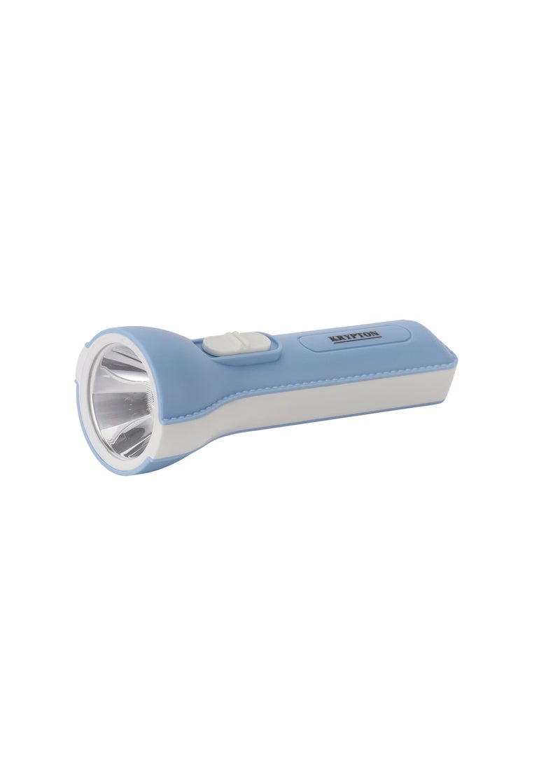KRYPTON Krypton Rechargeable LED Torch Light  KNFL5008| Sturdy Housing with 3W + 2W COB Sidelight| 8 Hours Working Time, Lithium Battery| Compact and Lightweight Design, Perfect for Indoor and Outdoor Use| Blue and White  - Image 1