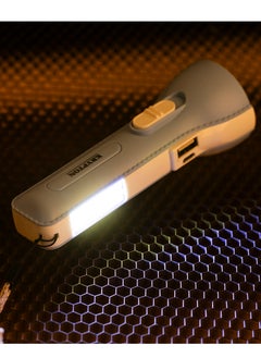 كريبتون مصباح شعلة LED قابل لإعادة الشحن من كريبتون KNFL5008| هيكل متين مزود بإضاءة جانبية COB 3 وات + 2 وات| 8 ساعات من وقت العمل، بطارية ليثيوم| تصميم مدمج وخفيف الوزن، مثالي للاستخدام الداخلي والخارجي| الأزرق والأبيض  - Image 4