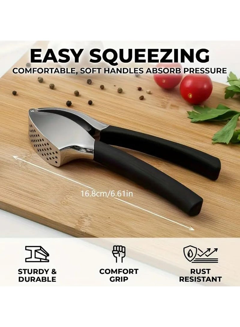 CMGTYYD Premium Garlic Crusher, Easy Kitchen Garlic Press, Efficiently Squeeze Garlic and Onions, Heavy Duty Stainless Steel Garlic Press - No Peeling Required, Easy to Clean, Crushes Multiple Cloves Clove - Image 2