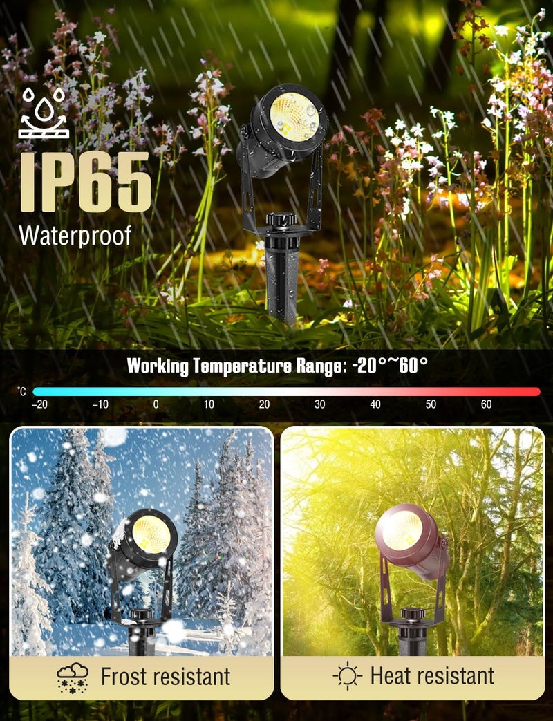 GreenClick Garden Spot Lights Mains Powered,12V Garden Spotlights IP65 Waterproof Outdoor Uplights Extendable to 8 Spike Lights for Pathway Trees Lawn Yard Patio Driveway (6Pack Warm White 21M Cable) - Image 2