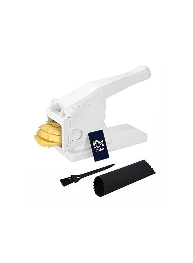 PROMASS Potato Slicer and Vegetable Chopper, [with Garlic Peeler] Silicone Roller Peeler & Cleaning Brush, French Fries Cutter for Veggies Onions Carrots Cucumbers Apples (White - 23.5x9x14cm) - Image 2