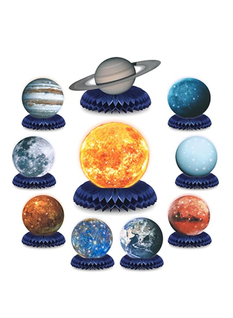 KASTWAVE 10Pcs Solar System Honeycomb Centerpieces, Planet Honeycomb, Space Theme Party Table Topper, Outer Space Party Supplies, Decorations Honeycomb, Kids' Birthday Party Supplies, Baby Shower Supplies - Image 1