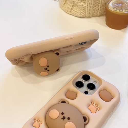 COVERLY for OnePlus 11R Teddy Bear 3D Cartoon Cute Case,Full Protective Cotton Candy Bear Love Graphic Back Case with Holder Stylish Soft Silicone Cutest Fashion Aesthetic Cover for OnePlus 11R 5G - Image 2