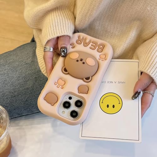 COVERLY for OnePlus 11R Teddy Bear 3D Cartoon Cute Case,Full Protective Cotton Candy Bear Love Graphic Back Case with Holder Stylish Soft Silicone Cutest Fashion Aesthetic Cover for OnePlus 11R 5G - Image 3