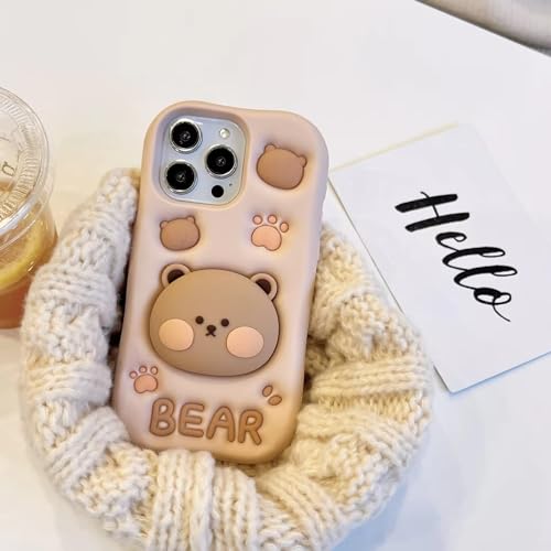 COVERLY for OnePlus 11R Teddy Bear 3D Cartoon Cute Case,Full Protective Cotton Candy Bear Love Graphic Back Case with Holder Stylish Soft Silicone Cutest Fashion Aesthetic Cover for OnePlus 11R 5G - Image 1