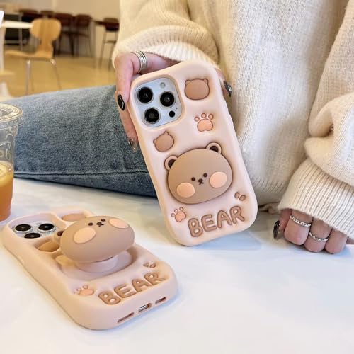 COVERLY for OnePlus 11R Teddy Bear 3D Cartoon Cute Case,Full Protective Cotton Candy Bear Love Graphic Back Case with Holder Stylish Soft Silicone Cutest Fashion Aesthetic Cover for OnePlus 11R 5G - Image 4