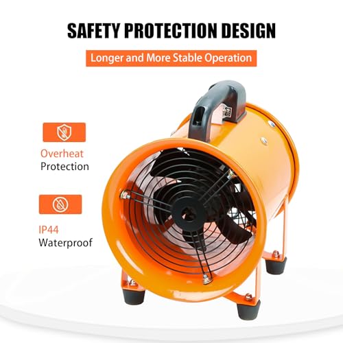 dreamdragon 8-Inch High-Velocity Portable Utility Blower Fan, Industrial Exhaust Fan with 16.4ft Flexible Duct Hose, 3150 RPM Low-Noise Ventilator for Basements, Workshops, Warehouses, and Confined Spaces - Image 2