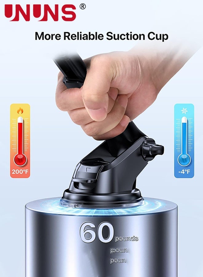 UNUNS حامل هاتف خلوي عالمي للسيارة، حامل هاتف السيارة يمكن الاعتماد عليه بدون استخدام اليدين، حامل للهاتف المحمول على لوحة القيادة، فتحة تهوية الهواء على الزجاج الأمامي، حامل الهاتف الخليوي للسيارات لهواتف iPhone وSamsung وجميع الهواتف الذكية - Image 5