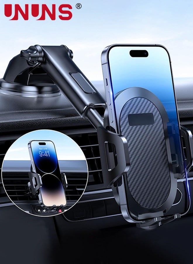 UNUNS حامل هاتف خلوي عالمي للسيارة، حامل هاتف السيارة يمكن الاعتماد عليه بدون استخدام اليدين، حامل للهاتف المحمول على لوحة القيادة، فتحة تهوية الهواء على الزجاج الأمامي، حامل الهاتف الخليوي للسيارات لهواتف iPhone وSamsung وجميع الهواتف الذكية - Image 2
