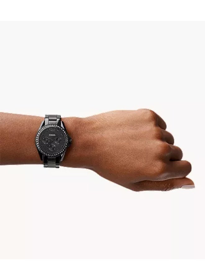 FOSSIL Women Emporio Armani Riley ES4519 Black Chronograph Watch – 38mm Stainless Steel Quartz Timepiece - Image 4
