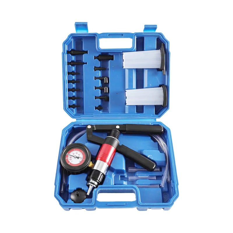 Yonligonju 23PCS Handheld Vacuum Pump Tester Brake Bleeder Kit Brake System Bleeding Tools with Adapters and 2 Reservoir Bottles Automotive Brake for Car Truck Motorcycle Blue